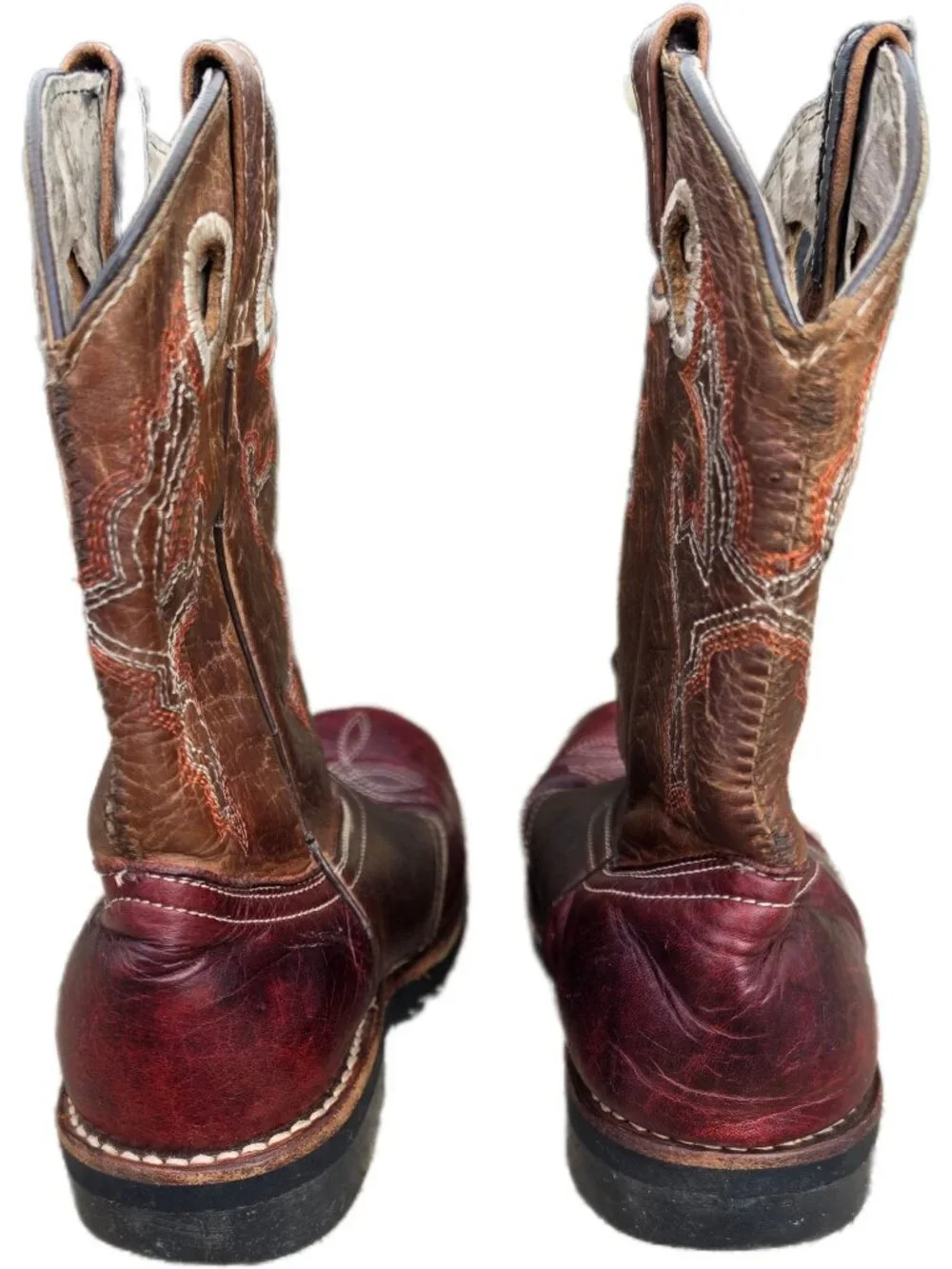 Vintage Kids Vaquerito Leather Cowboy Boots Two Tone Square Toe Size 3 Youth